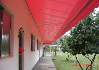 Marquise Vermelho - Marquise Fixa em Lona - Rio de Janeiro // Reforma de Toldos RJ
